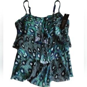 St. Tropez Size 10 Deep Sea Abstract Layered Tankini
